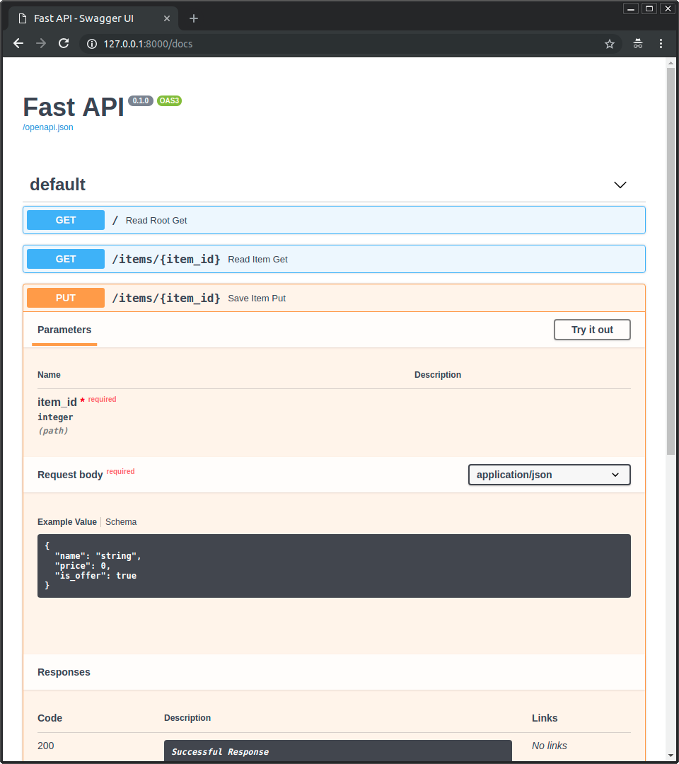 Swagger UI docs example