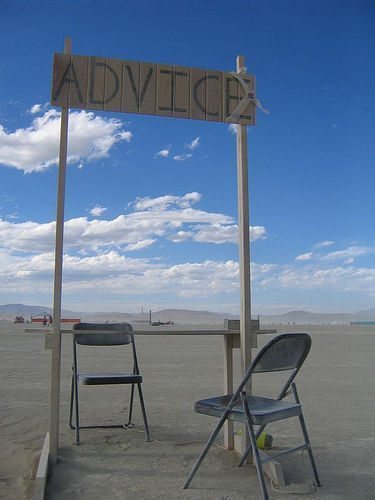 Image of Advise sign with chairs by https://www.flickr.com/photos/wurzle/