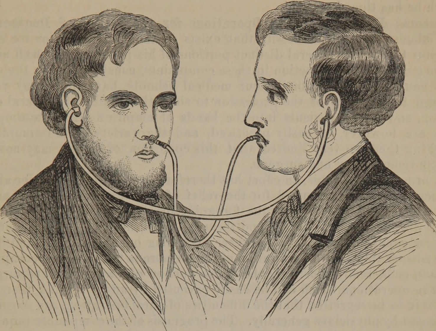 Archival medical image of 2 men with tubes.
