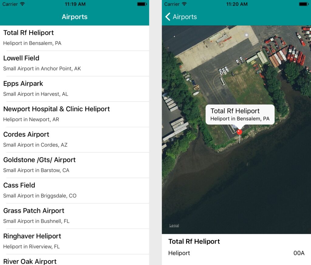 Airports Demo app