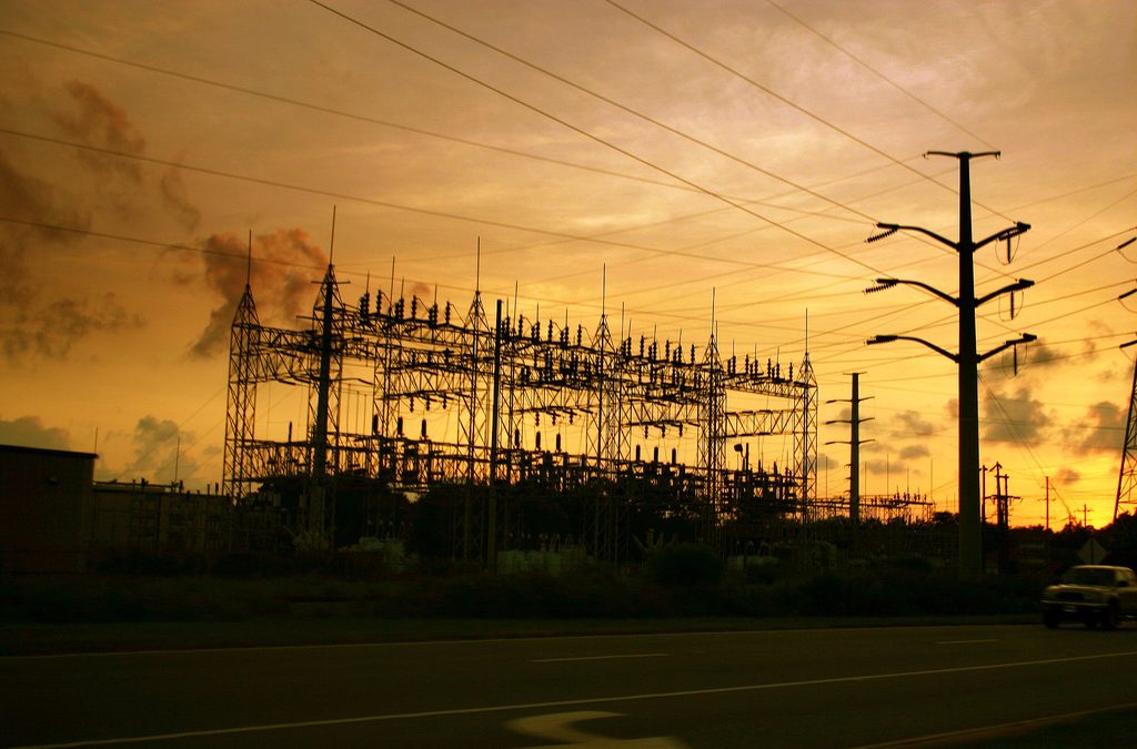 Image of power source at sunset