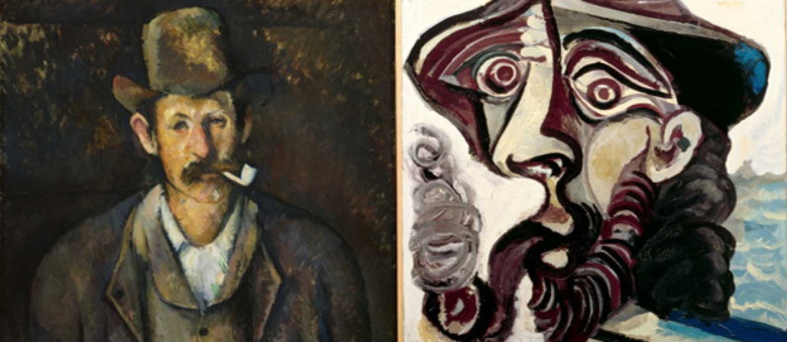 © "L'homme à la pipe" de Cézanne et "Le fumeur" de Picasso/ ©The Samuel Courtauld Trust, Courtauld Institute of Art Gallery - Londres© succession Picasso 2009