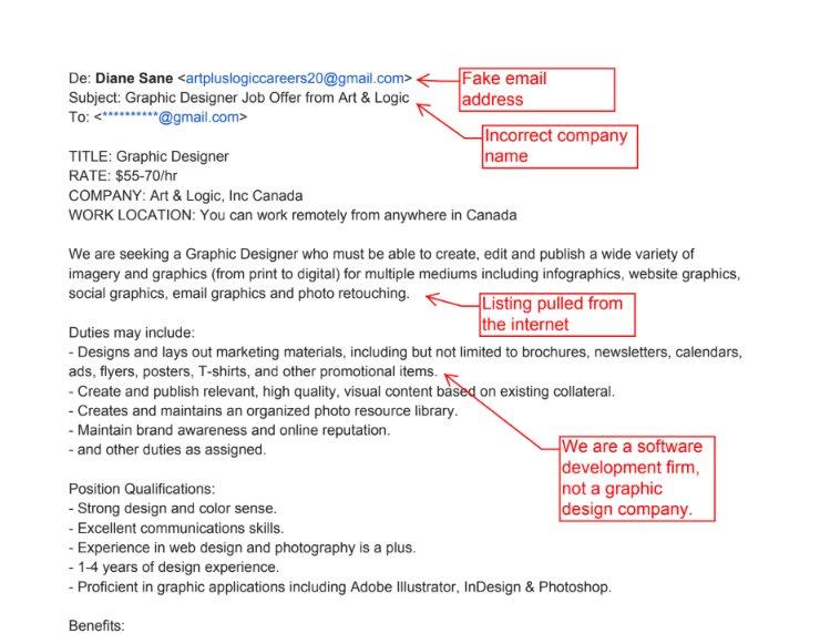 Job scam image capture detail